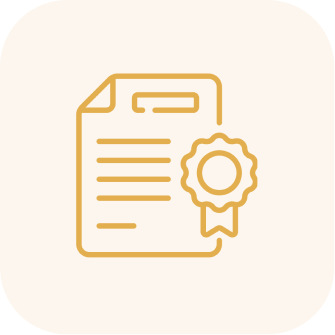Certificate icon with ribbon on document.