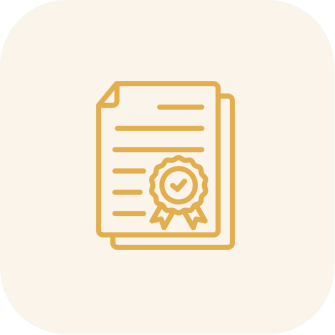 Certificate icon with a checkmark badge.